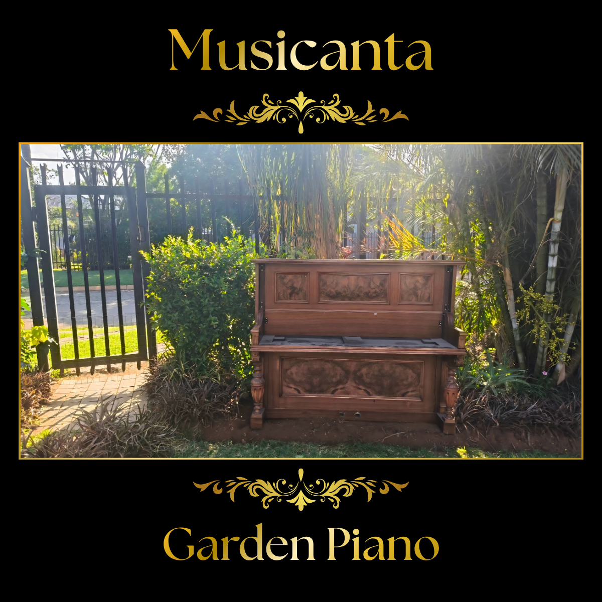 Piano donated by The Piano Friend as a garden feature at Musicanta music school, Pretoria